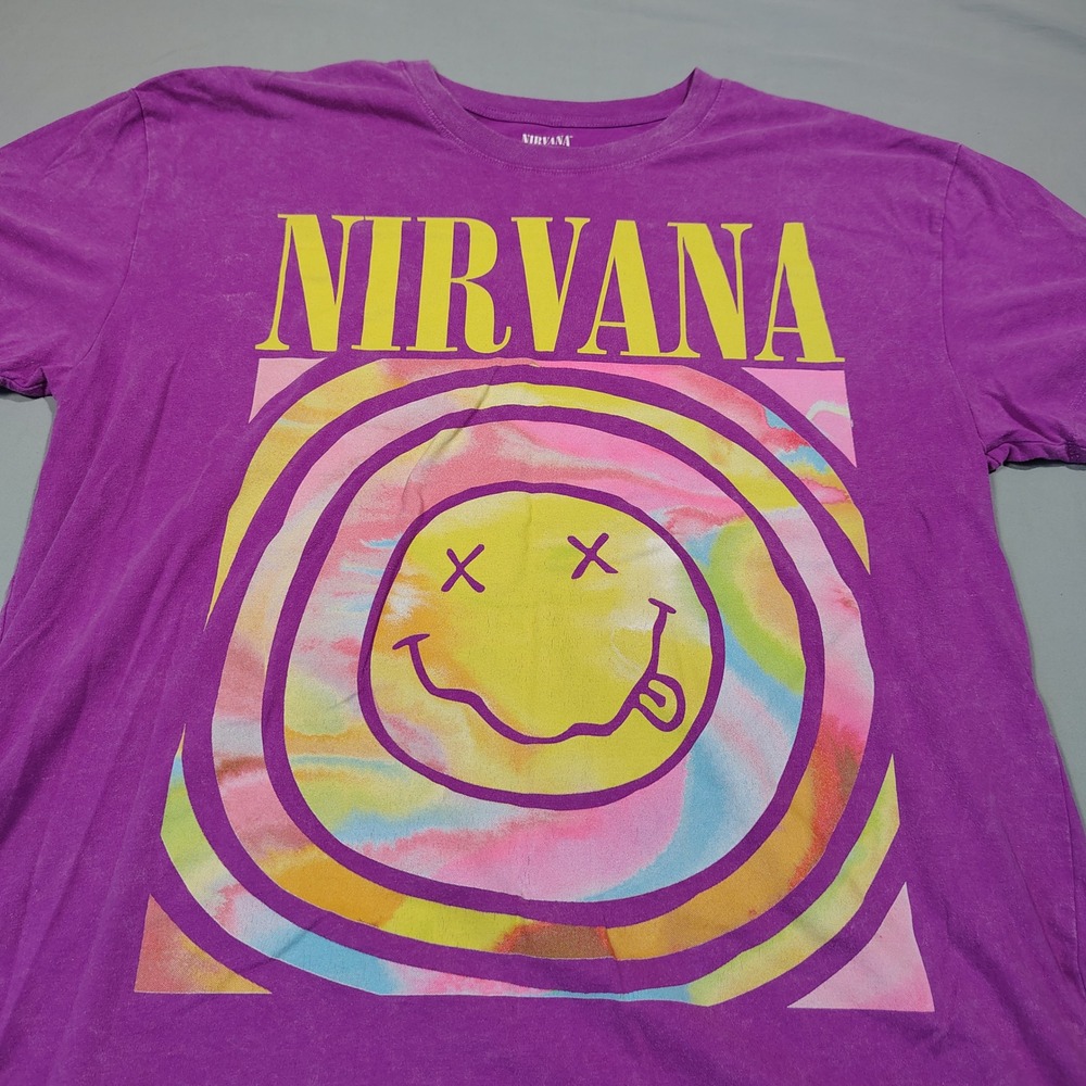 Nirvana Shirt Women Large Purple Live 93 Tour Graphic Tee Band Merch - Picture 3 of 11
